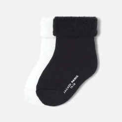 Duo de chaussettes bouclette bébé - blanc/marine