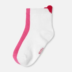 Duo de chaussettes enfant fille - rose/blanc