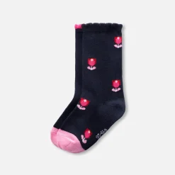 Duo de chaussettes hautes bébé fille - marine/multicolore