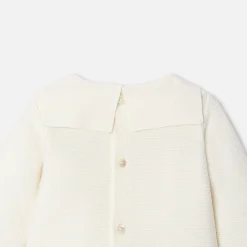 Ensemble bébé en laine point mousse - blanc doux jacadi