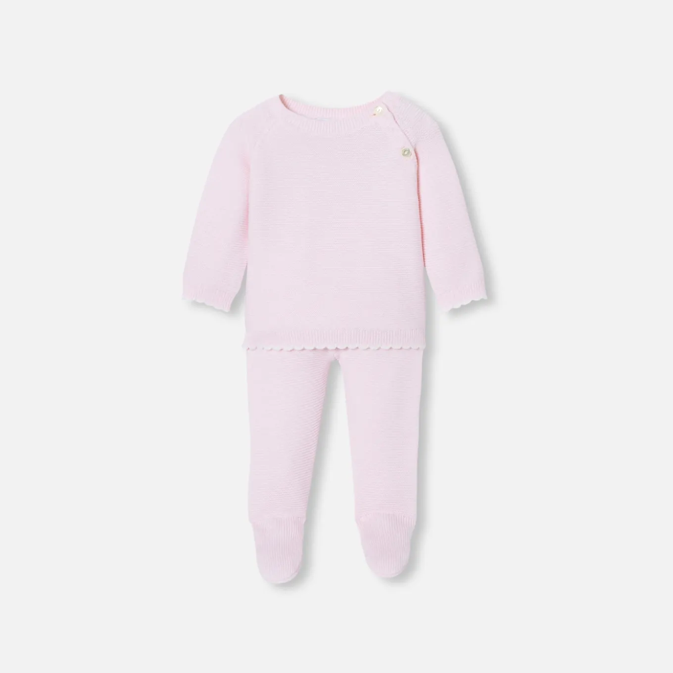 Ensemble bébé fille en point mousse - rose pale jacadi