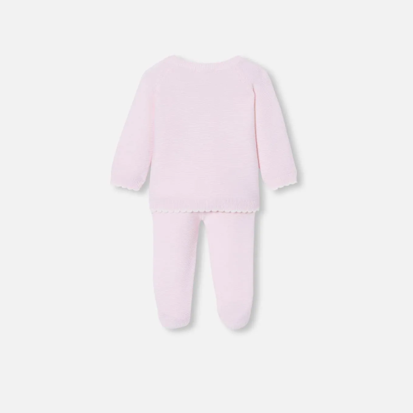 Ensemble bébé fille en point mousse - rose pale jacadi