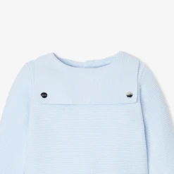 Ensemble bébé garçon en point mousse - bleu pale