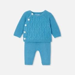 Ensemble bébé garçon en tricot - bleu de prusse