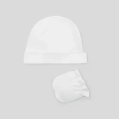 Ensemble bonnet et moufles bébé - blanc jacadi