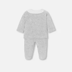 Ensemble confort bébé en velours - gris chine clair jacadi