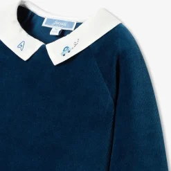 Ensemble confort bébé garçon en velours - petrole