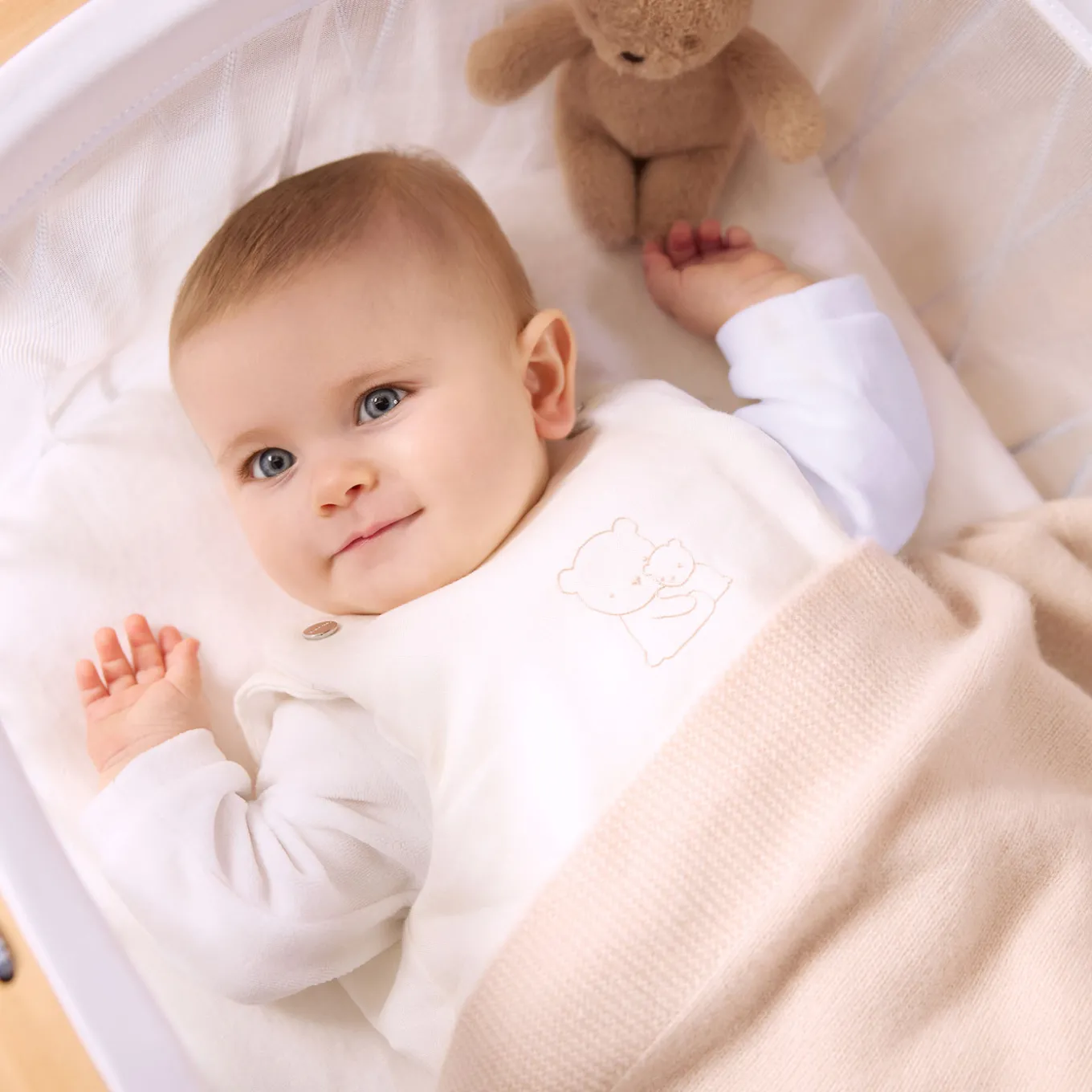 Gigoteuse 0-6 mois en lin - blanc doux jacadi