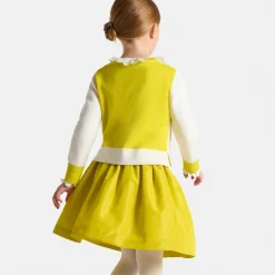 Gilet enfant fille color block - blanc doux/multicolore