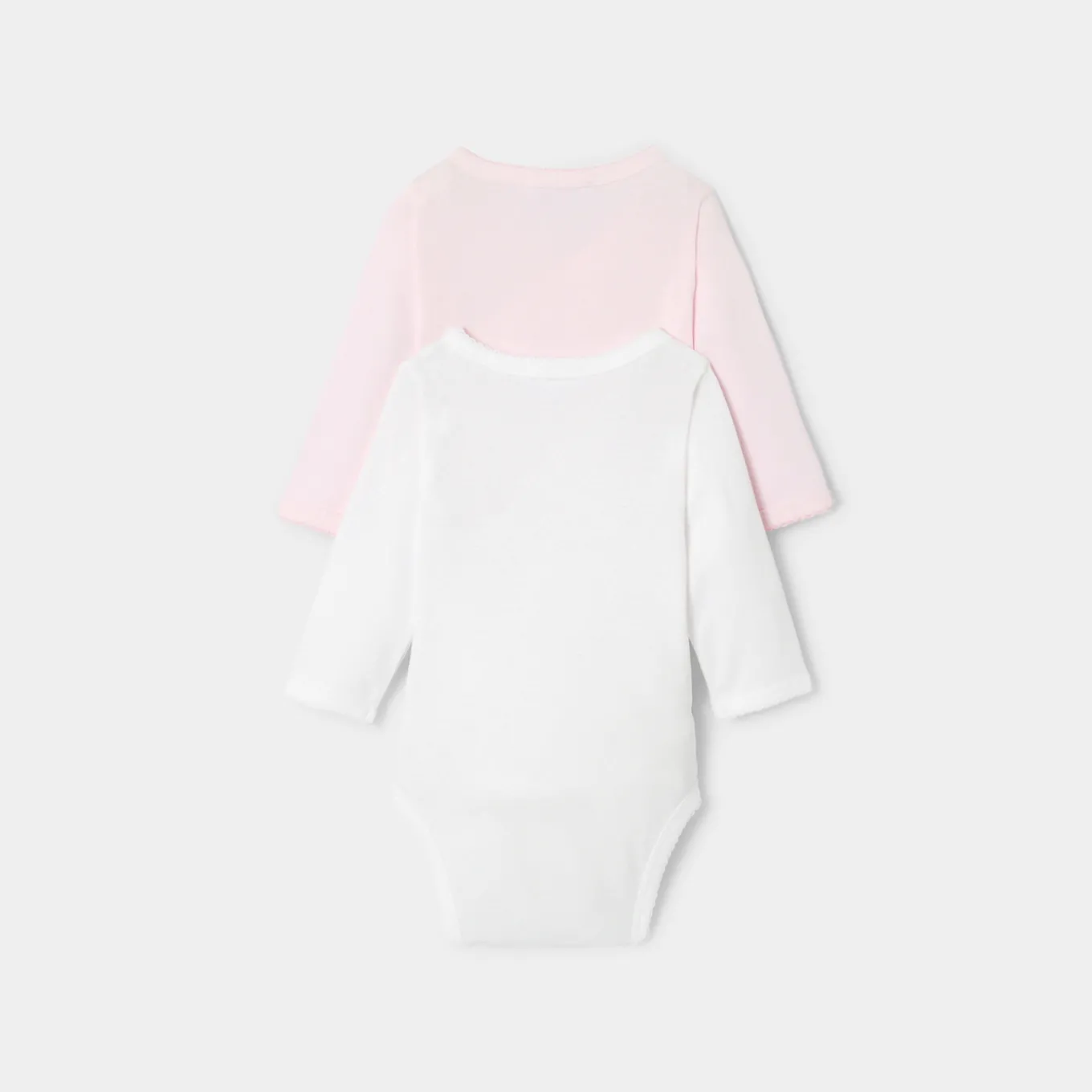 Lot de 2 bodies manches longues bébé fille - rose/blanc