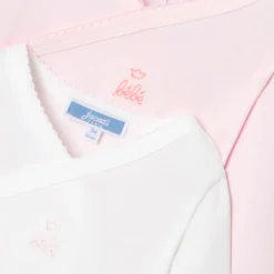 Lot de 2 bodies manches longues bébé fille - rose/blanc