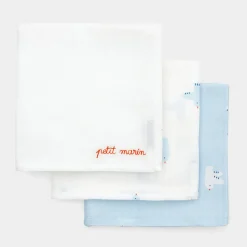 Lot de 3 langes - blanc/bleu