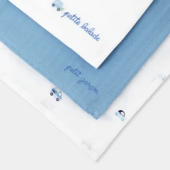 Lot de 3 langes - blanc/bleu