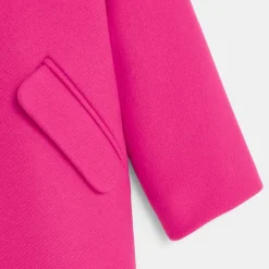 Manteau bébé fille à col effet fourrure - rose fuschia