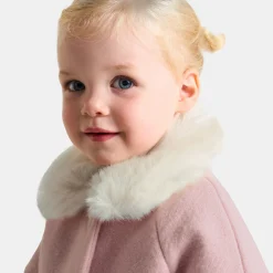 Manteau bébé fille en drap de laine - rose chine