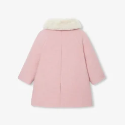 Manteau bébé fille en drap de laine - rose chine