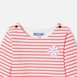 Marinière bébé fille - blanc/corail