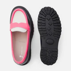 Mocassins enfant fille en cuir glacé - bleu/multicolore