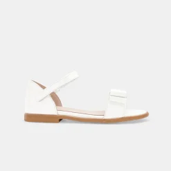 Nu-pieds enfant fille en cuir verni - blanc jacadi