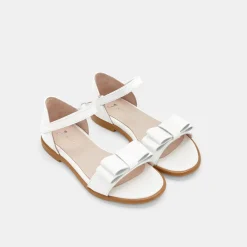 Nu-pieds enfant fille en cuir verni - blanc jacadi
