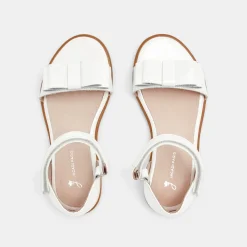 Nu-pieds enfant fille en cuir verni - blanc jacadi