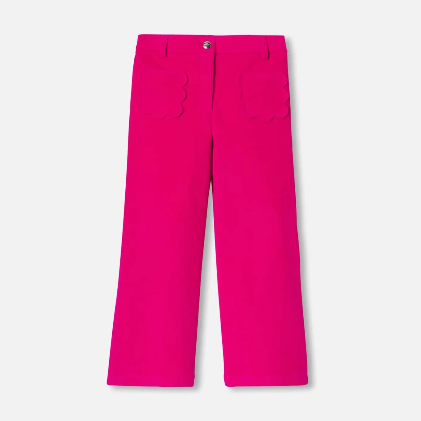 Pantalon large en velours enfant fille - rose grenadine