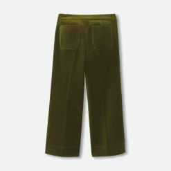 Pantalon large enfant fille en velours - vert olive