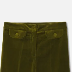 Pantalon large enfant fille en velours - vert olive