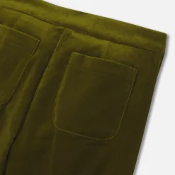 Pantalon large enfant fille en velours - vert olive