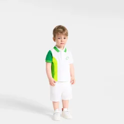Polo bébé garçon en piqué de coton - blanc/vert
