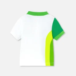 Polo bébé garçon en piqué de coton - blanc/vert