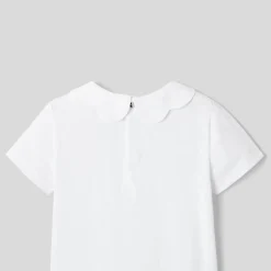 Polo enfant fille à col festonné - blanc jacadi