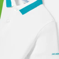 Polo enfant garçon en piqué de coton - blanc/multicolore