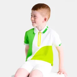 Polo enfant garçon en piqué de coton - blanc/multicolore