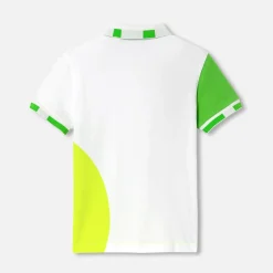 Polo enfant garçon en piqué de coton - blanc/multicolore