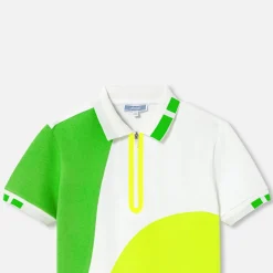 Polo enfant garçon en piqué de coton - blanc/multicolore