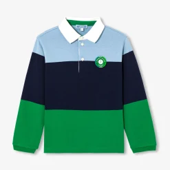 Polo manches longues enfant - vert/multicolore