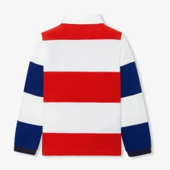 Polo manches longues enfant garçon - blanc/multicolore