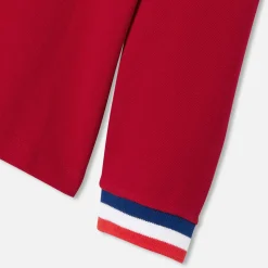 Polo manches longues enfant garçon - rouge brique