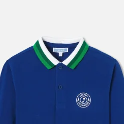 Polo manches longues enfant garçon - bleu rivage