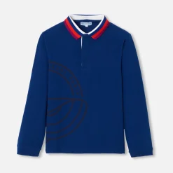 Polo manches longues enfant garçon - bleu fonce