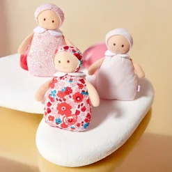 Poupée hochet en tissu Liberty - rose/multicolore