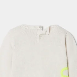 Pull bébé fille à fleurs rebrodées - blanc doux jacadi