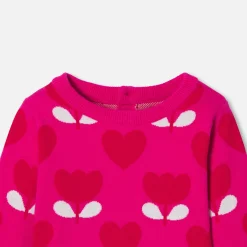 Pull bébé fille en maille jacquard - rose/multicolore