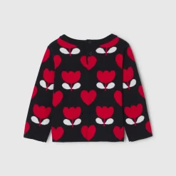 Pull bébé fille en maille jacquard - marine/multicolore