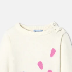 Pull bébé fille Intarsia fleur - blanc doux/multicolore