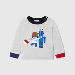 Pull bébé garçon en coton - gris chine clair jacadi