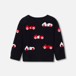 Pull bébé garçon en coton - marine/rouge