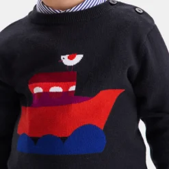 Pull bébé garçon en tricot - marine jacadi
