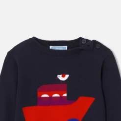Pull bébé garçon en tricot - marine jacadi